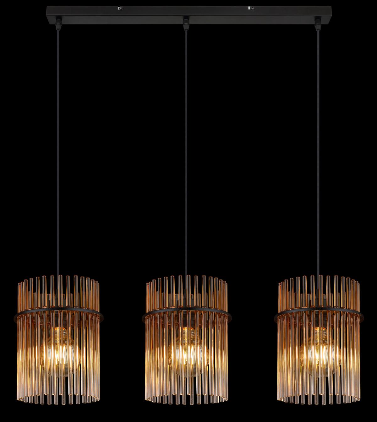 HÄNGELEUCHTE 15698-3HA  GORLEY - Klar/Bernsteinfarben, Basics, Glas/Kunststoff (80/20/140cm) - Globo