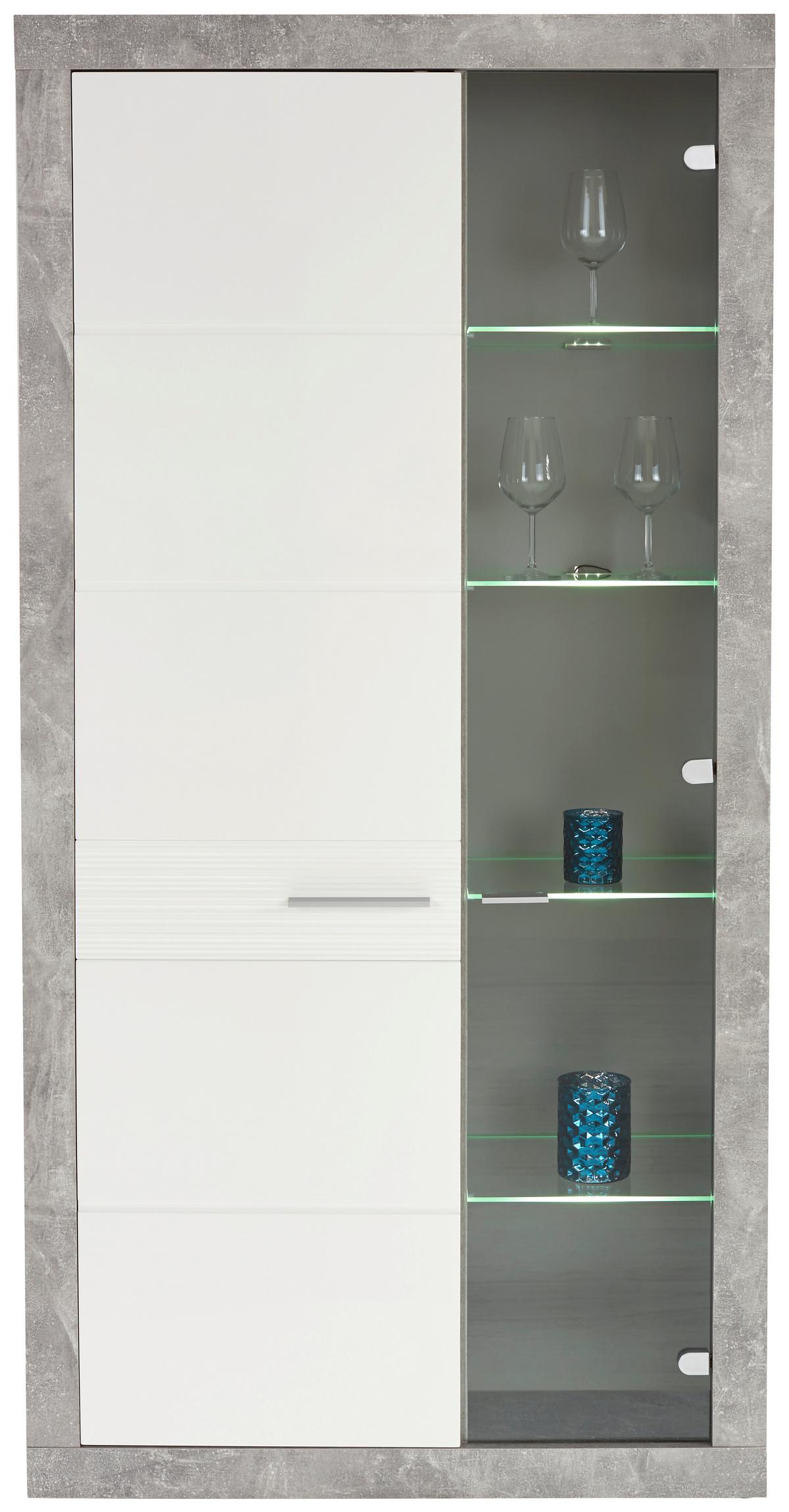 Vitrină Malta - alb/gri, Modern, material pe bază de lemn (96/197/35cm) - Modern Living