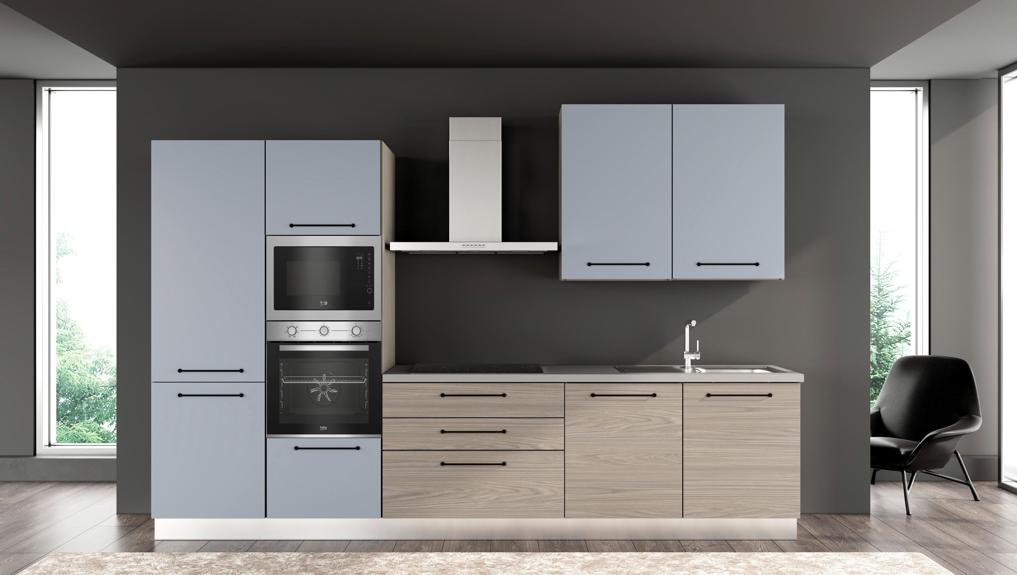 Blok Kuhinja S Aparatima Line 330 - siva/hrast sivi, Konvencionalno, drvo/metal (330/216-240/60cm) - Mömax