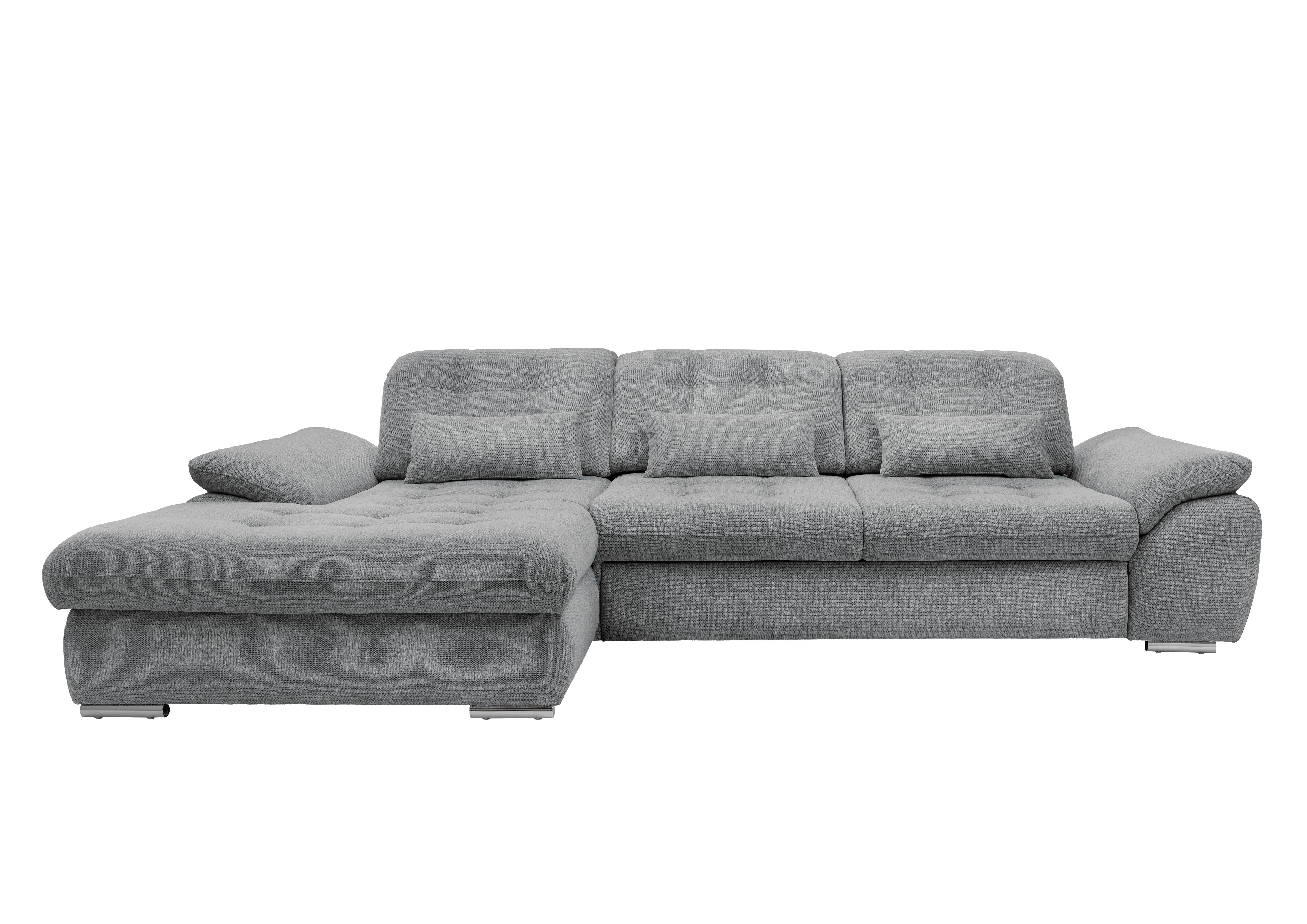 Ecksofa Rigatti mit Bettkasten ca. 184x314 cm Silberfarben - Chromfarben/Anthrazit, MODERN, Textil/Metall (184/314cm) - Livetastic