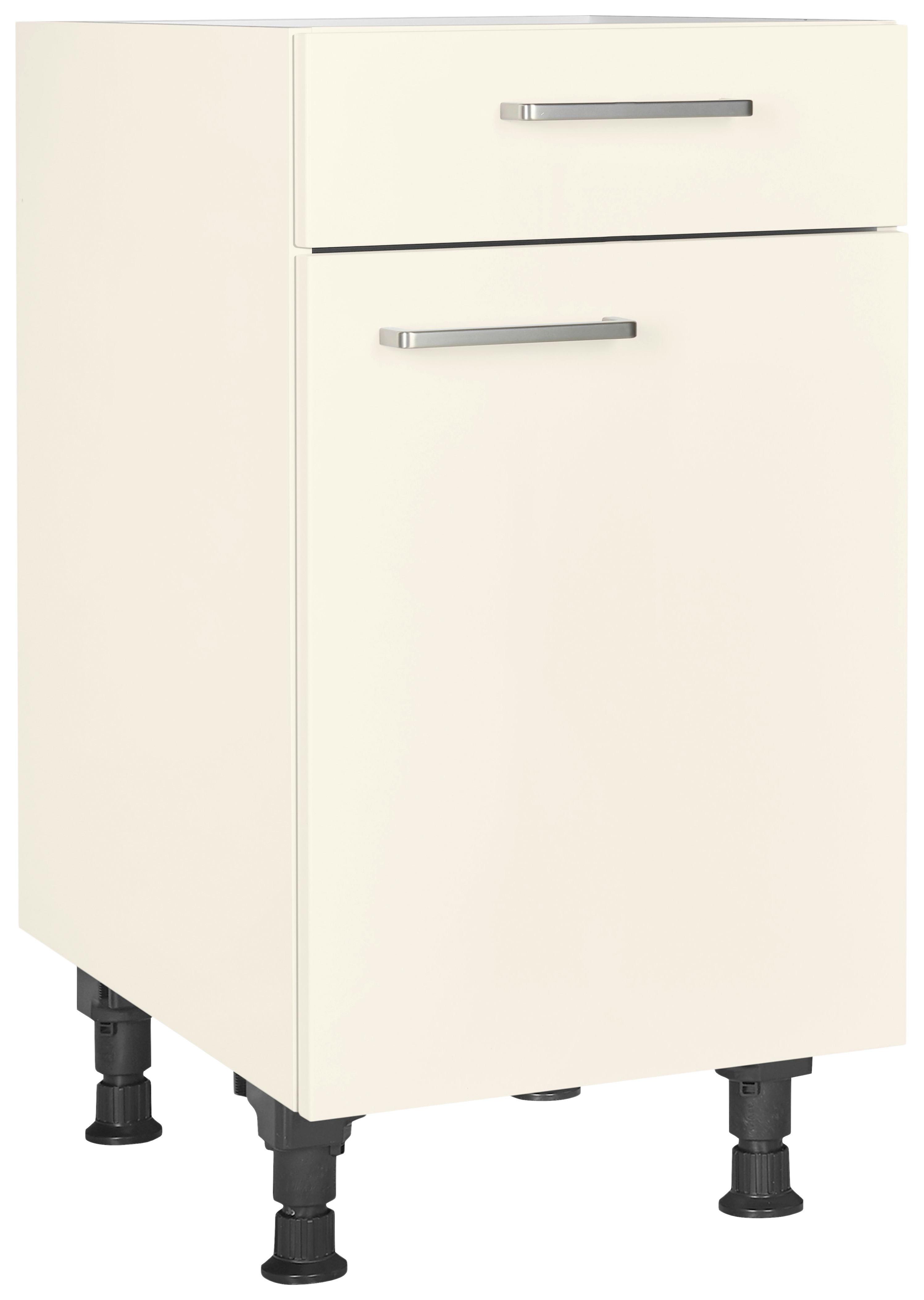 Schubkastenunterschrank Touch Magnolie - Edelstahlfarben/Magnolie, MODERN, Holzwerkstoff/Metall (45/87/56cm) - Nobilia