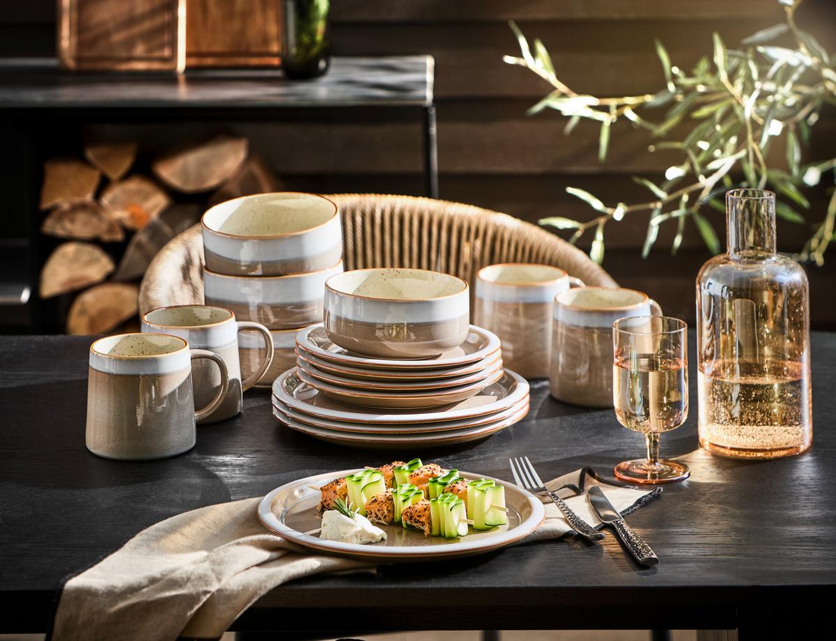 SERWIS OBIADOWO-ŚNIADANIOWY PROVENCE - niebieski/szary, Trend, ceramika - Landscape