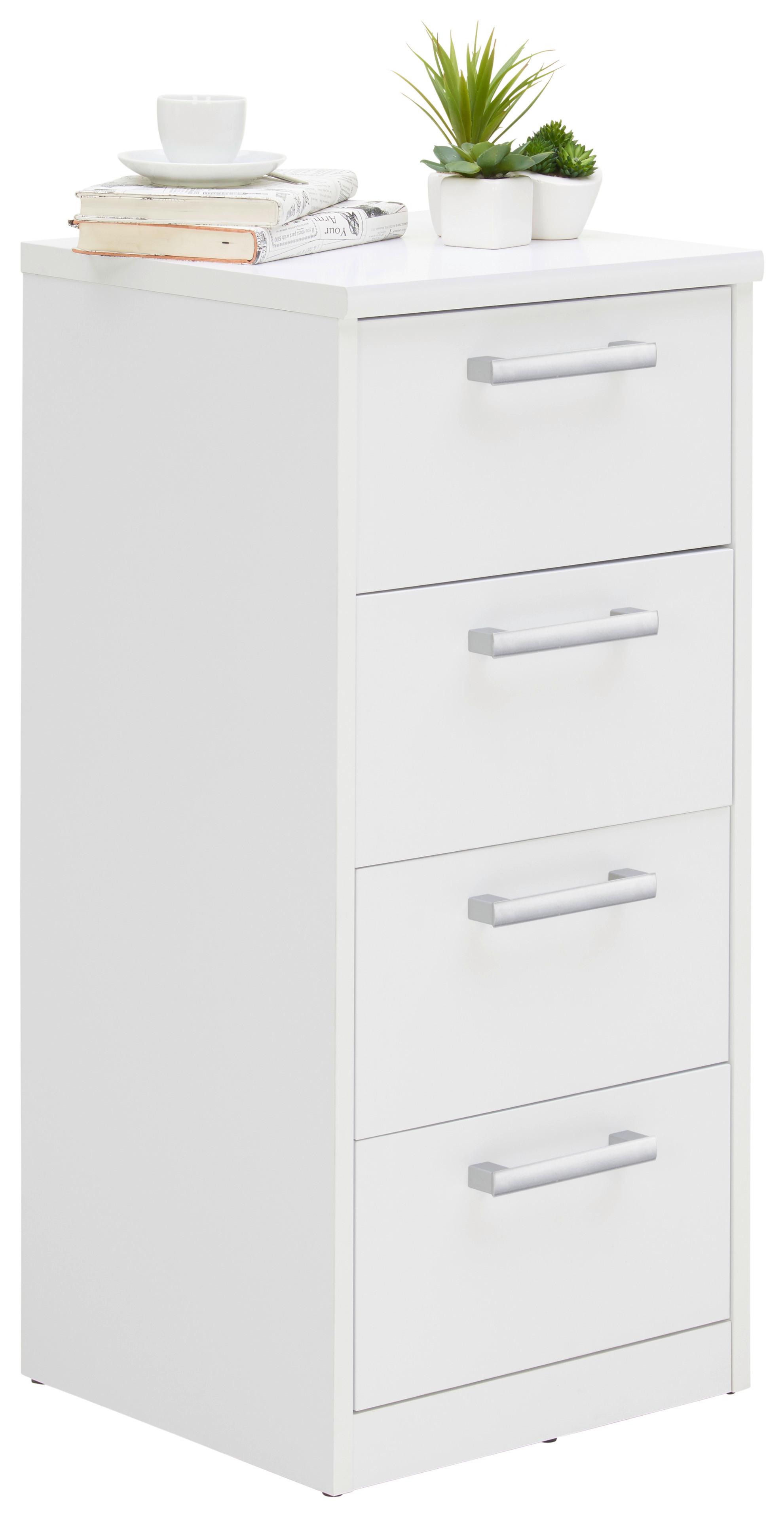 KOMODA EASY - kolor srebrny/biały, Basics, materiał drewnopochodny/tworzywo sztuczne (38/84/36cm) - Xora