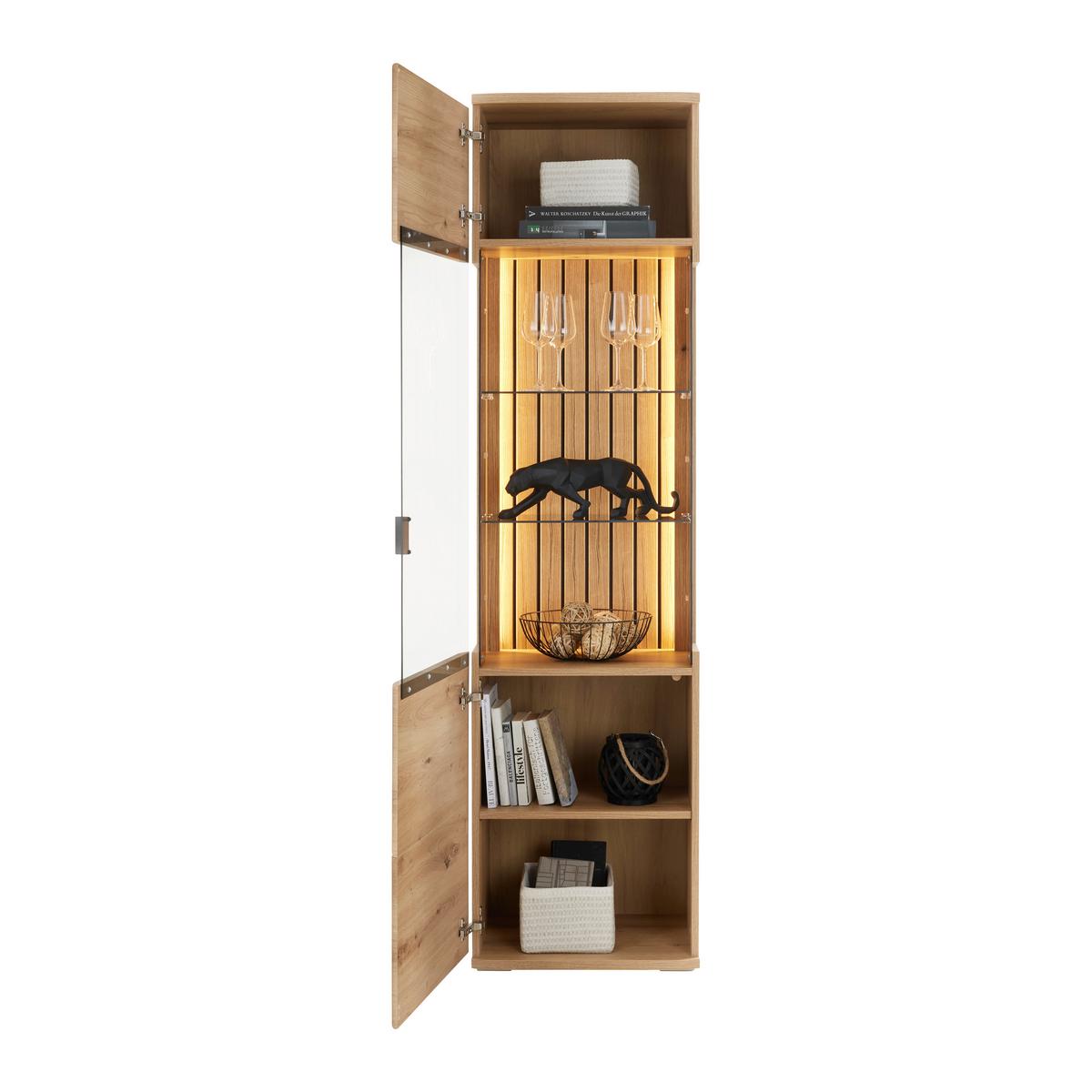 Vitrina Fortuna - antracit, Moderno, kovina/steklo (50/191/38cm) - Premium Living