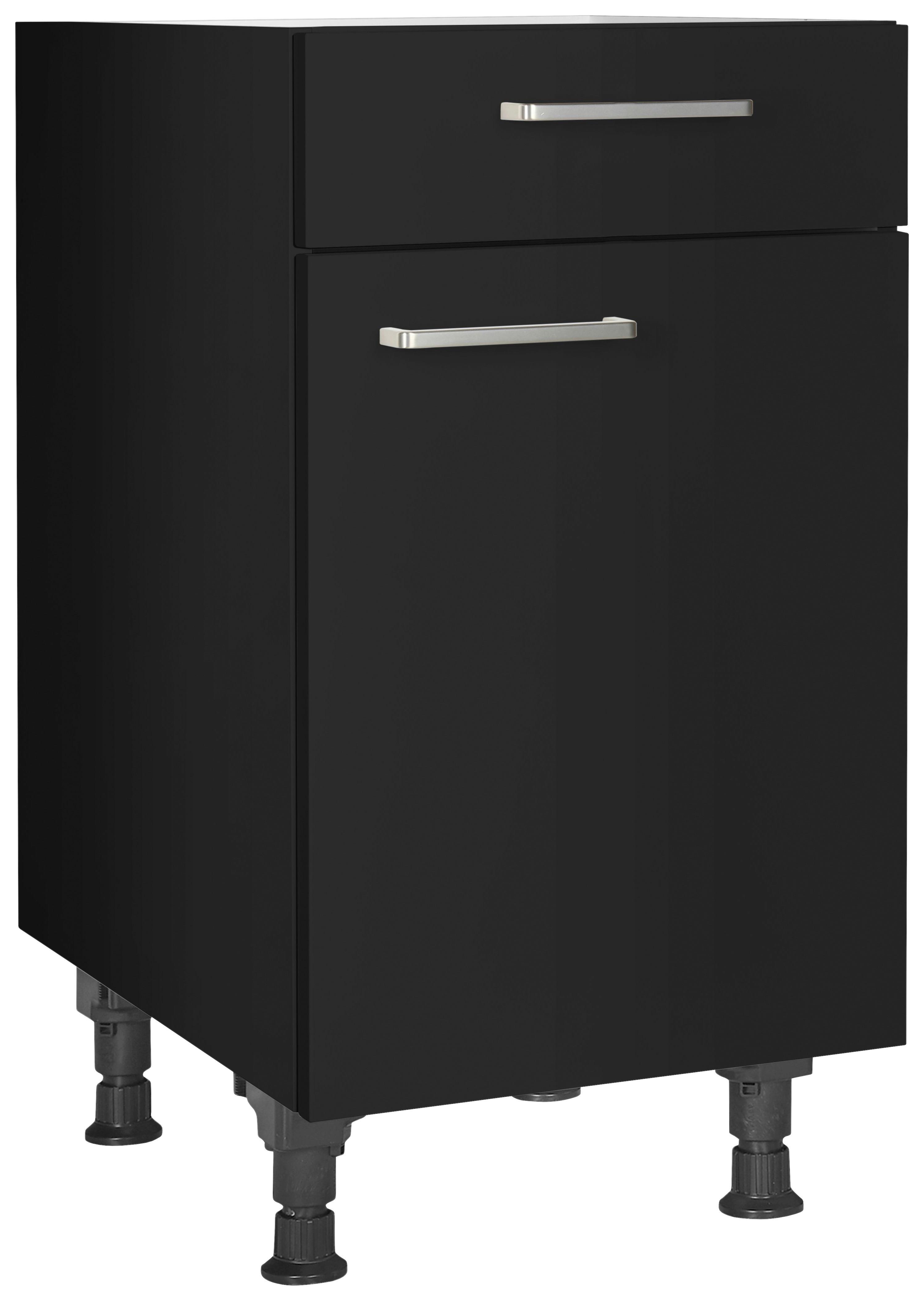 Schubkastenunterschrank Touch Schwarz - Edelstahlfarben/Schwarz, MODERN, Holzwerkstoff/Metall (45/87/56cm) - Nobilia