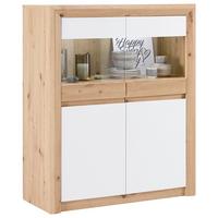 Vitrina Kashmir New - črna/barve hrasta, Moderno, steklo/leseni material (100/120/41cm) - Zandiara