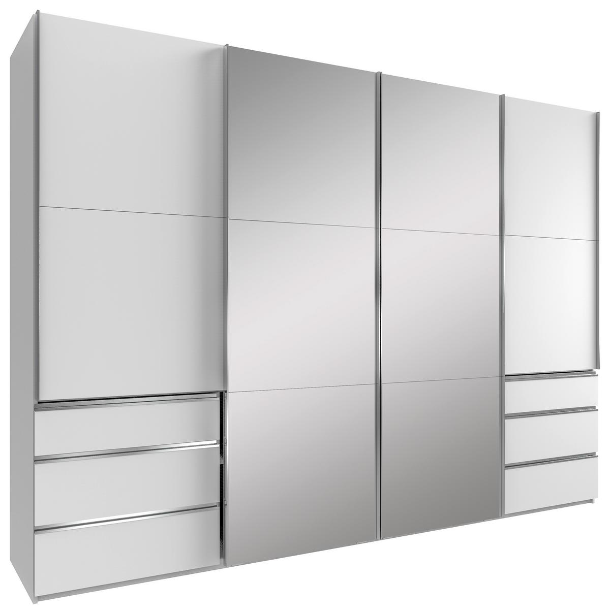 Ormar S Kliznim Vratima Level 36a - bijela/boje kroma, Moderno, staklo/drvni materijal (300/216/65cm) - Modern Living