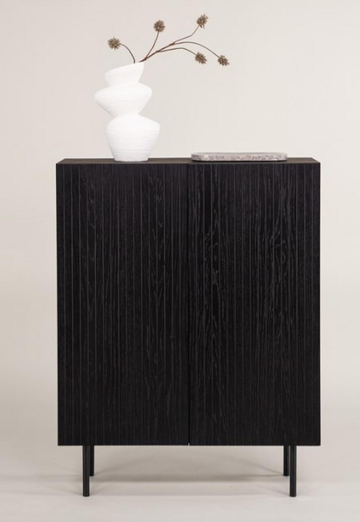 HIGHBOARD BJÖRKÖN - Schwarz, Design, Holzwerkstoff/Metall (80/103/30cm) - Livetastic