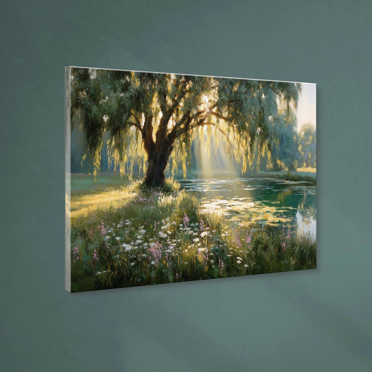 Leinwandbild ST869 Sunlit Willow Multicolor ca. 85x113cm - Multicolor, Basics, Holz/Textil (85/113cm)