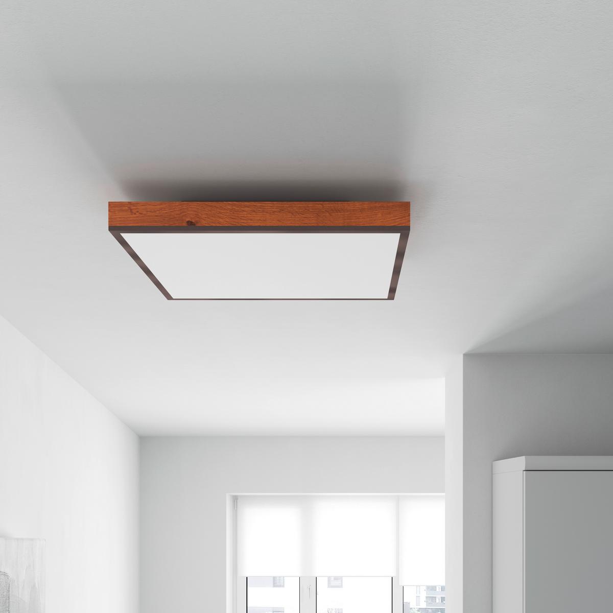 LAMPA SUFITOWA LED LUDWIG *SBN* - opal/kolor grafitowy, Natur, materiał drewnopochodny/tworzywo sztuczne (45/45/7,6cm) - Novel