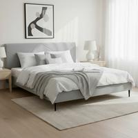 Kárpitozott Ágykeret Elena - natúr színű/szürke, Modern, textil/fa (180/200cm) - Bessagi Home