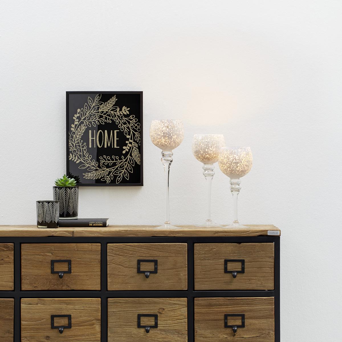 ŚWIECZNIK TEALIGHT - ZESTAW 10022114 - biały/kolor złoty, Trend, szkło (13/40cm)