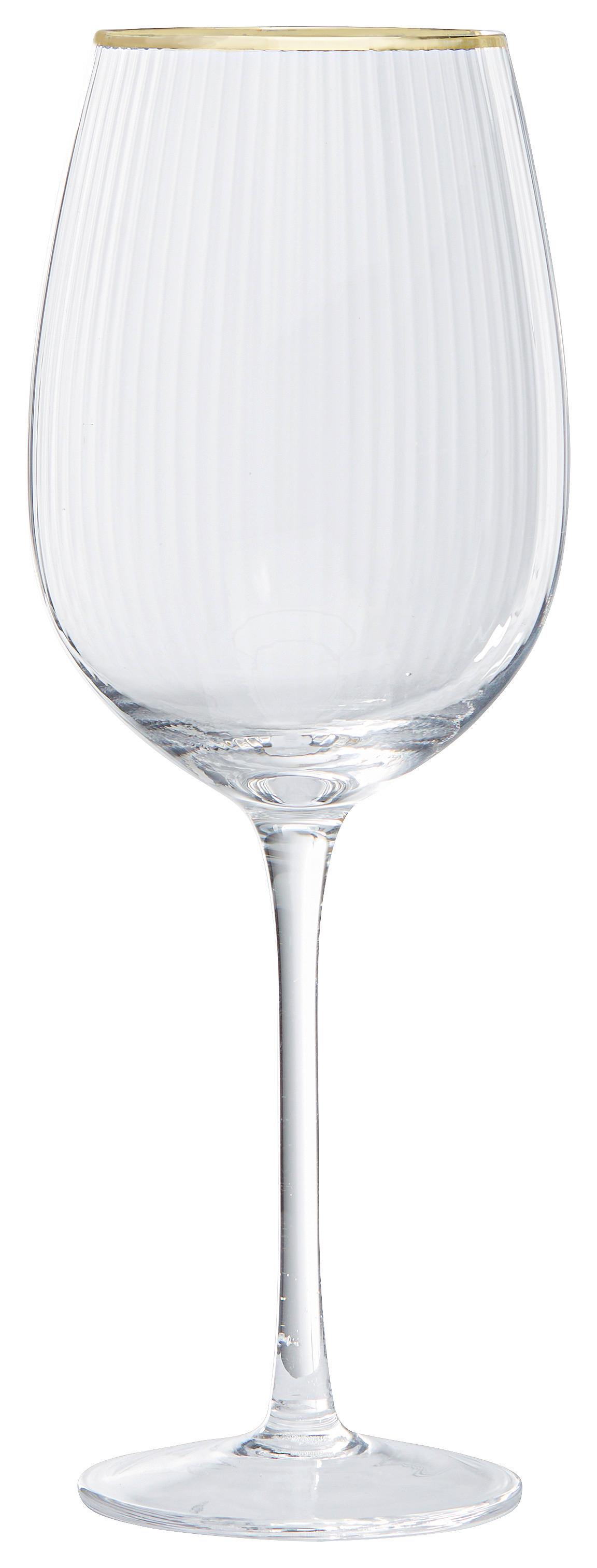 Weinglas Earth Tones ca. 400ml - Klar/Goldfarben, Romantik / Landhaus, Glas (22,5cm) - Premium Living