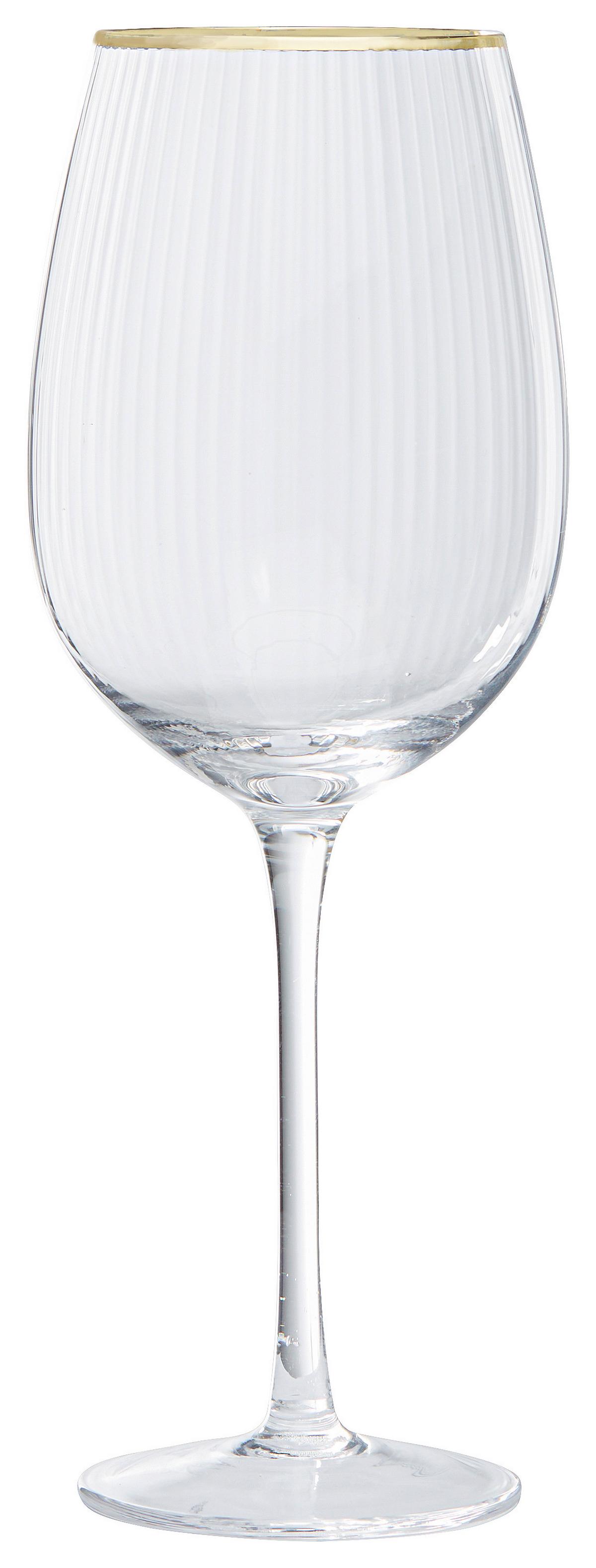 Weinglas Earth Tones ca. 400ml - Klar/Goldfarben, Romantik / Landhaus, Glas (22,5cm) - Premium Living