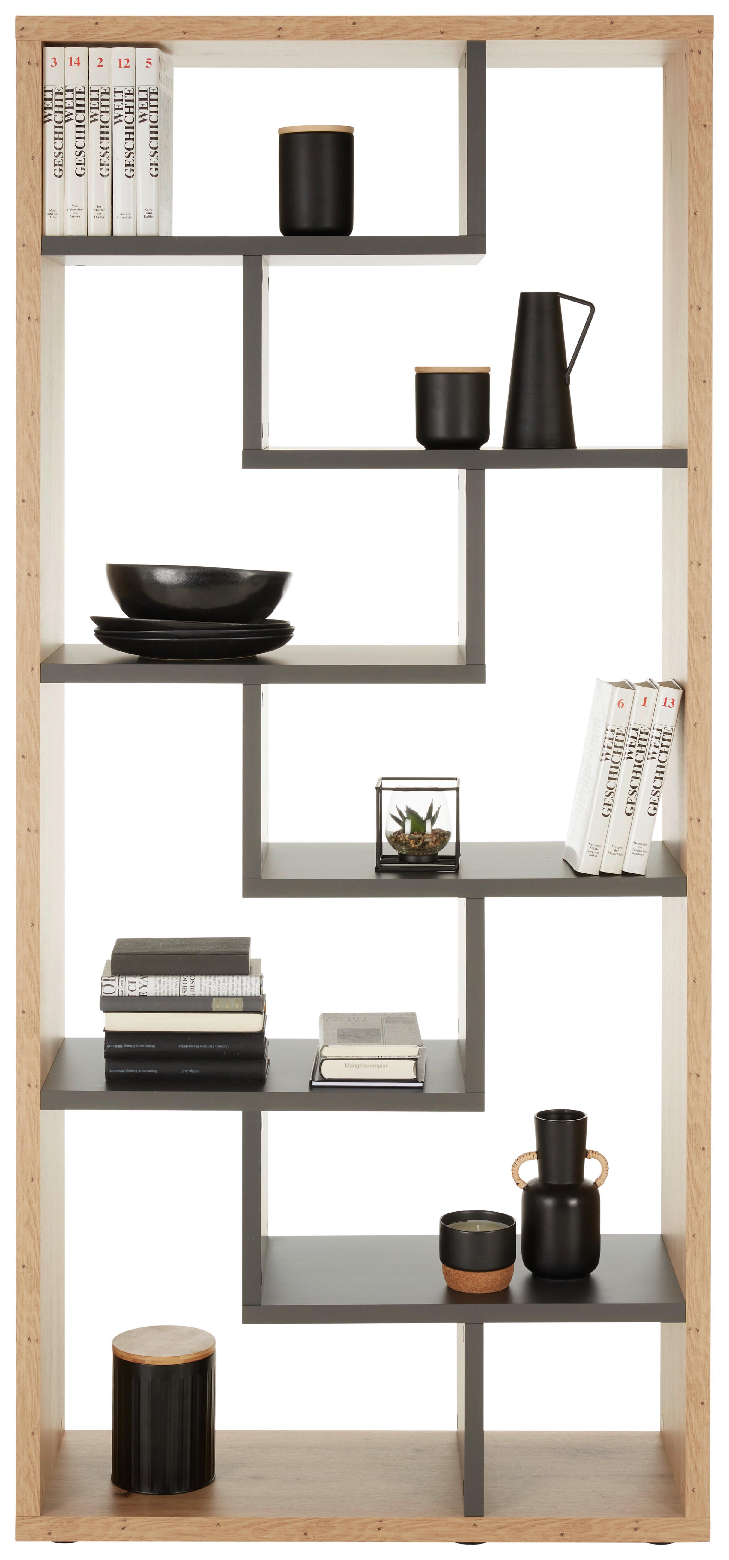 Raumteiler in Grau/Eichefarben - Eichefarben/Anthrazit, MODERN, Holzwerkstoff/Kunststoff (90/199/33cm) - Premium Living