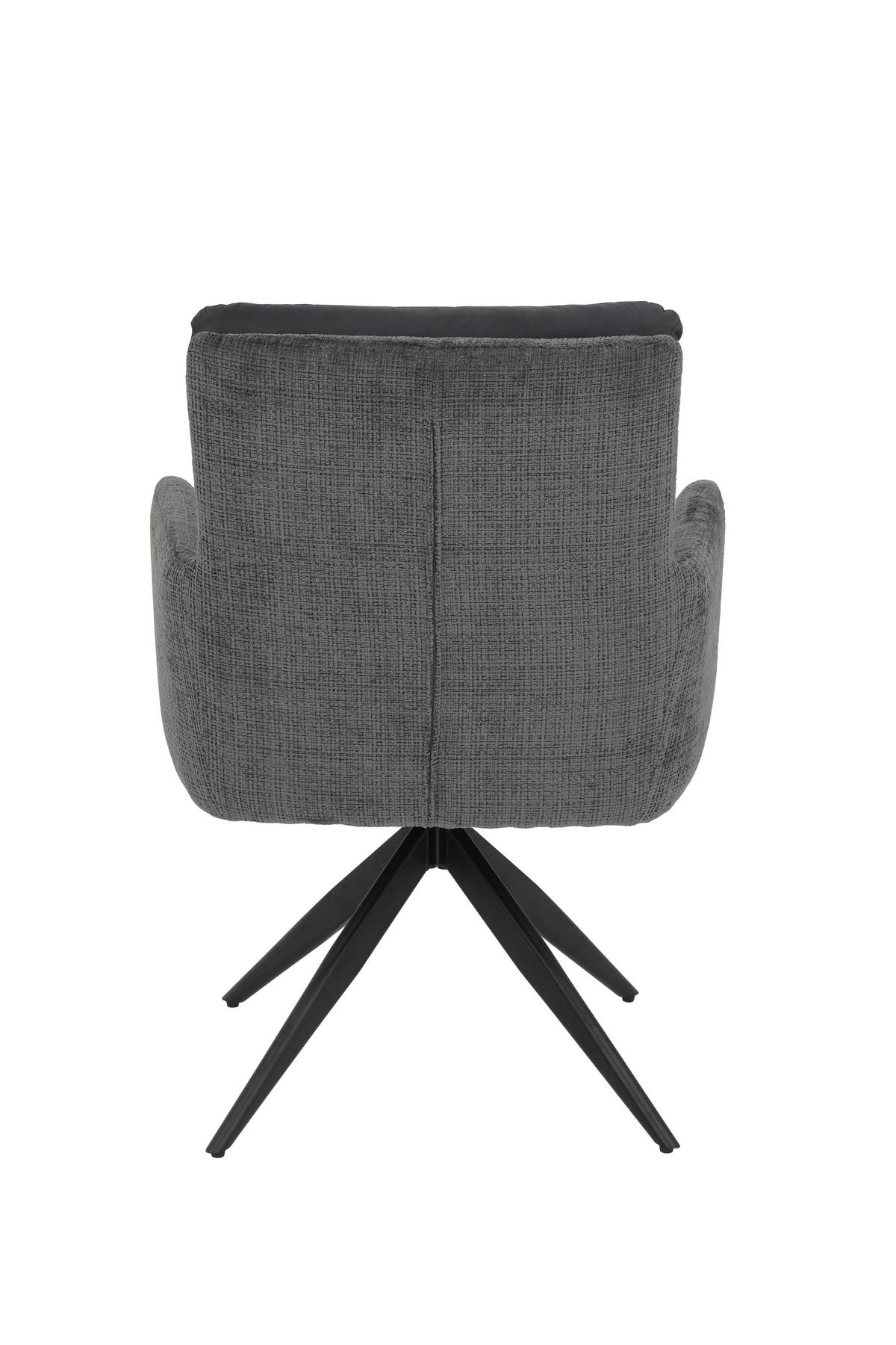 ARMLEHNSTUHL-SET LEANDRA S 2ER-SET - Anthrazit/Schwarz, MODERN, Textil/Metall (63/92/69cm) - MID.YOU