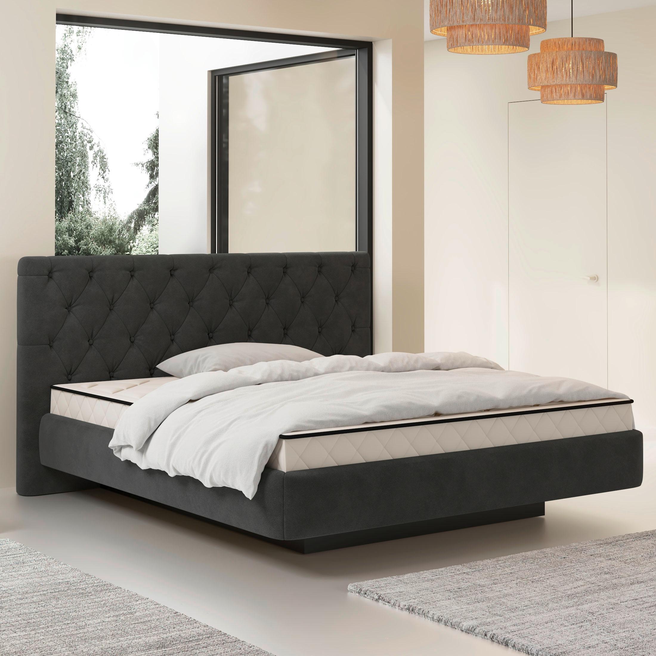 Tapecirani Krevet Pedro - crna, Moderno, drvni materijal/metal (120/200cm) - Mömax