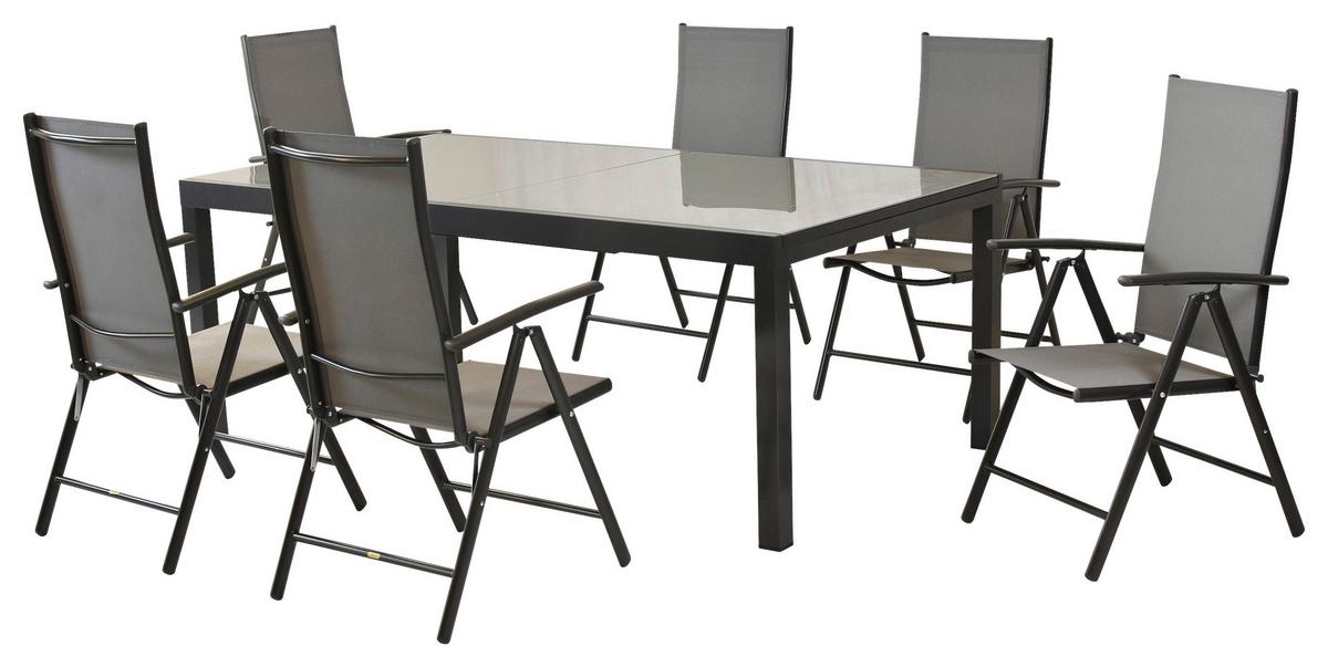 Vrtni Set Amalfi, 7-Delni, Siva - siva/barve grafita, Moderno, kovina/tekstil - Gardenson