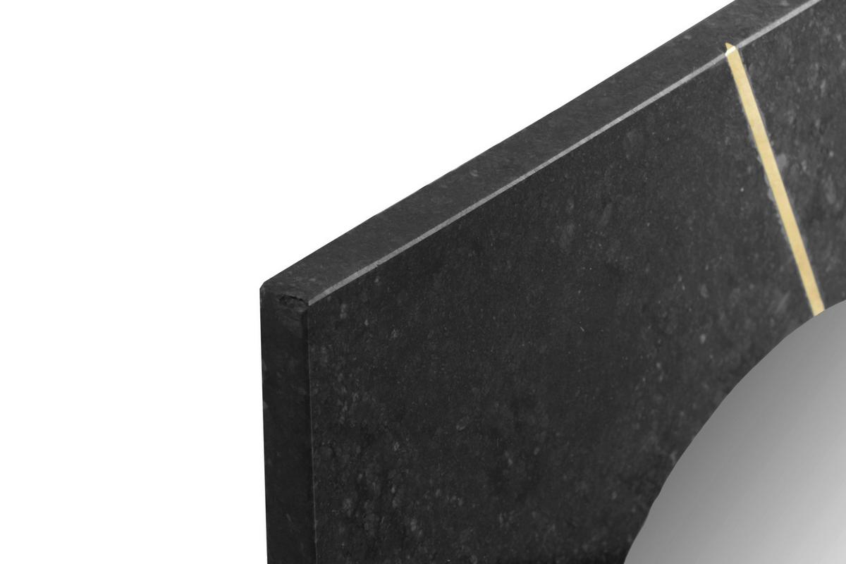 Fali Tükör Dexter 225 Schwarz - fekete/aranyszínű, Basics, faalapú anyag/kő (41/41/2cm) - Kayoom