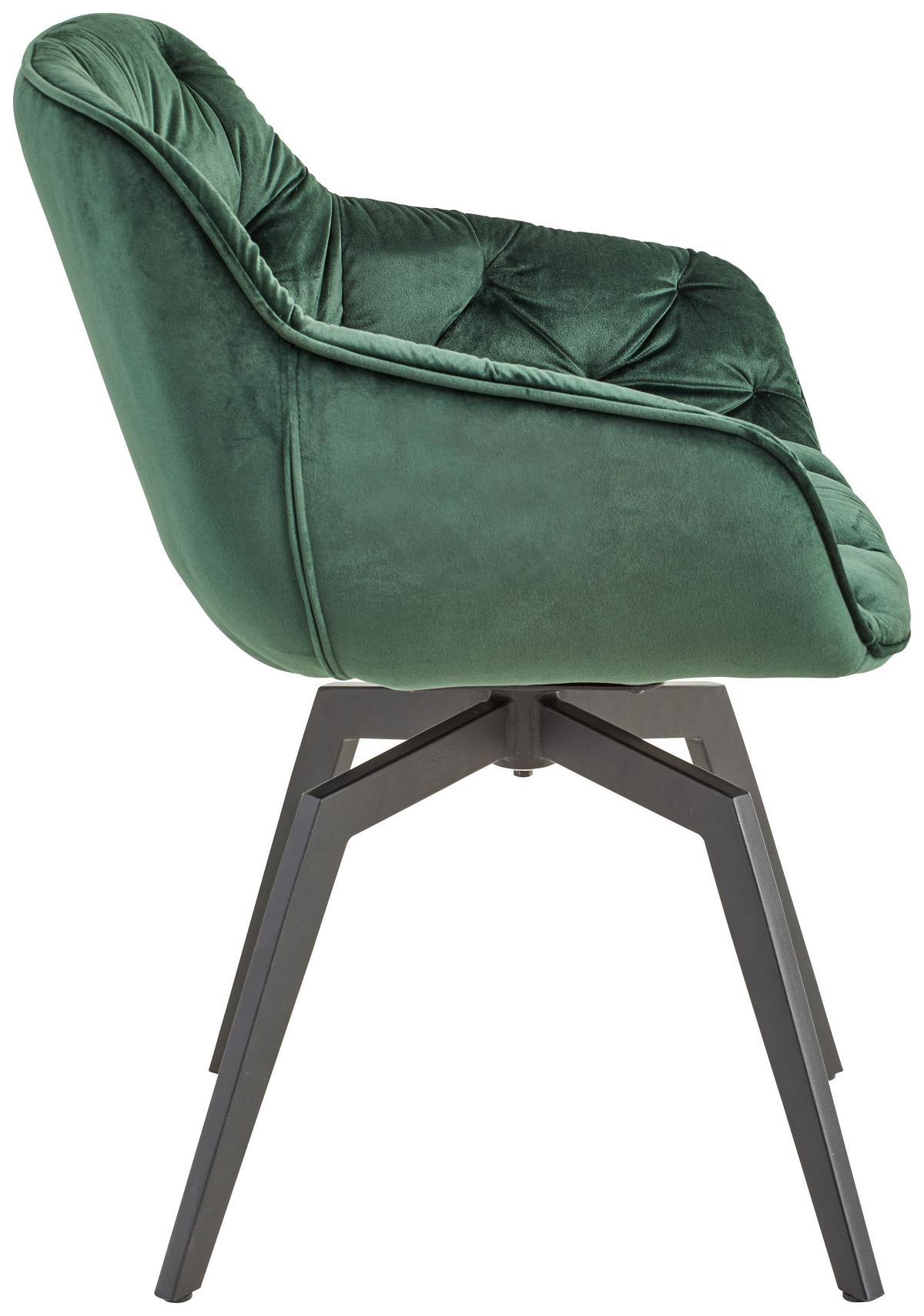 KRZESŁO Z PODŁOKIETNIKAMI AVEGNO - czarny/ciemnozielony, Modern, metal/drewno (58/83/63cm) - Livetastic