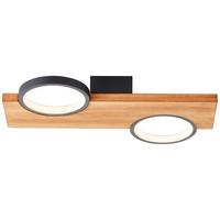 LED-Deckenleuchte Cheesy Schwarz/Hellbraun max. 14 Watt - Hellbraun/Schwarz, Natur, Holz/Metall (5,2/40/25cm) - Brilliant