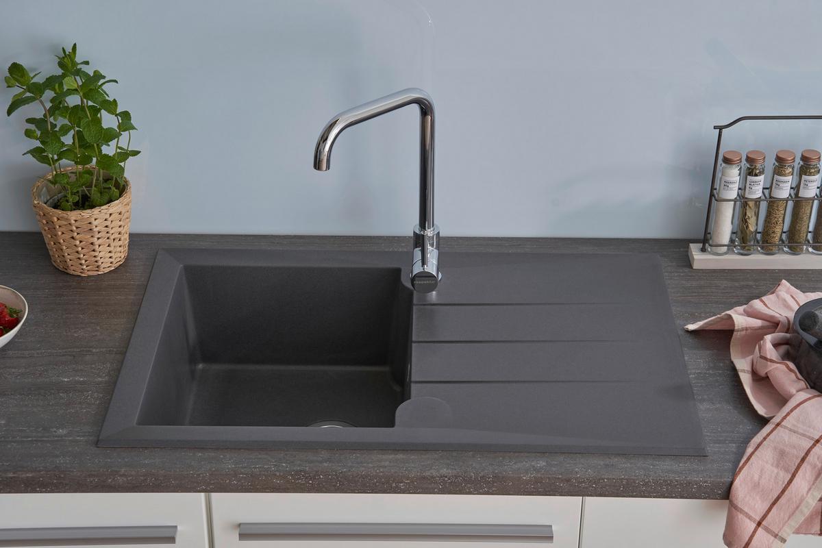 Spüle Alineo ca. 81x21x50 cm Dunkelgrau - Dunkelgrau, Trend, Stein (81/21/50cm) - Respekta