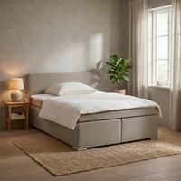 Boxspringbett Mira 2 Taupe Ca. 160x200cm - Taupe/Chromfarben, Modern, Holz/Kunststoff (160/200cm) - Based