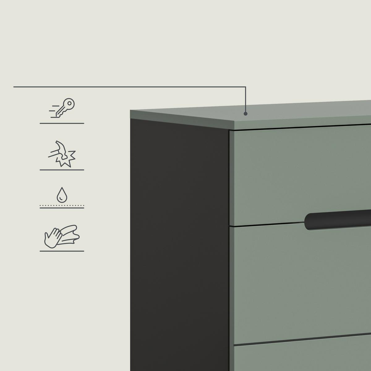 Predsoba Canu, Sivozelena, 5-Delna - siva/sivozelena, Design, leseni material (255/190/37cm) - Livetastic