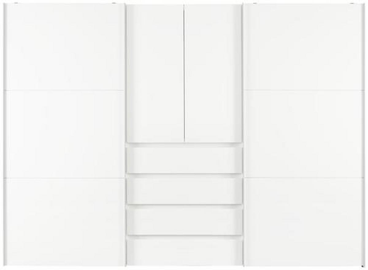 Kombischrank in Polarweiss - Weiss/Alufarben, Konventionell, Holzwerkstoff/Metall (300/216/68cm) - Premium Living