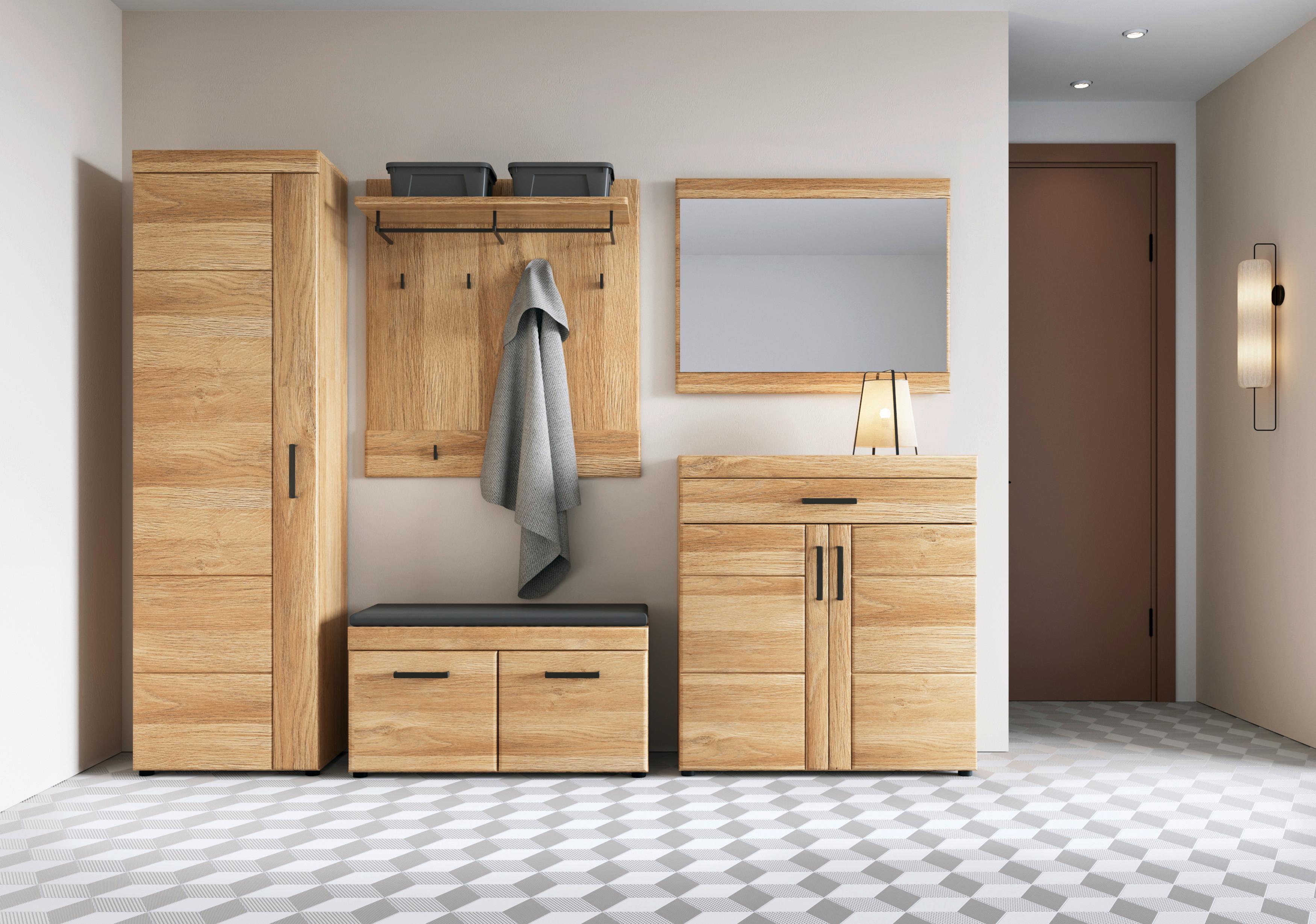 Garderobni Ormar Cortina - boje hrasta/crna, Trend, drvni materijal/metal (58/195/37,4cm) - Modern Living