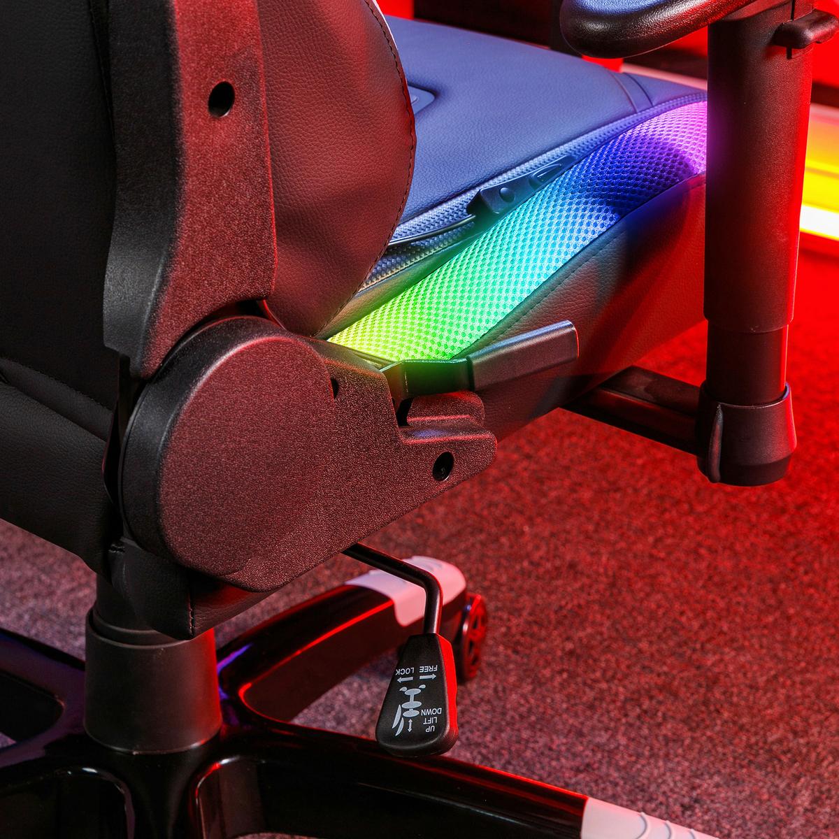 Gamingstuhl Agility Compact ca. 55x113 cm Schwarz m. LED - Schwarz, MODERN, Kunststoff/Textil (55/113/62,5cm) - X Rocker