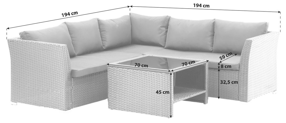 LOUNGEGARNITUR HAITI - Schwarz, KONVENTIONELL, Kunststoff - Gardenson