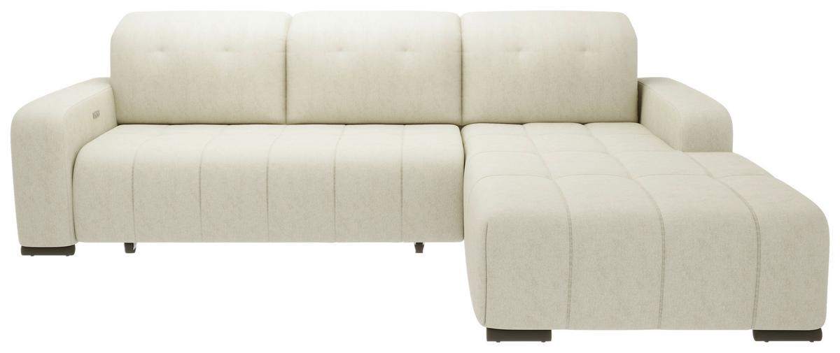 Wohnlandschaft Vicari Beige Mikrofaser - Beige/Schwarz, MODERN, Textil/Metall (185/292cm) - Livetastic