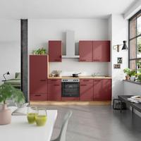 Küchenblock Easytouch Low m. Geräten Dunkelrot - Eichefarben/Schwarz, MODERN, Holzwerkstoff/Metall (270cm) - Nobilia