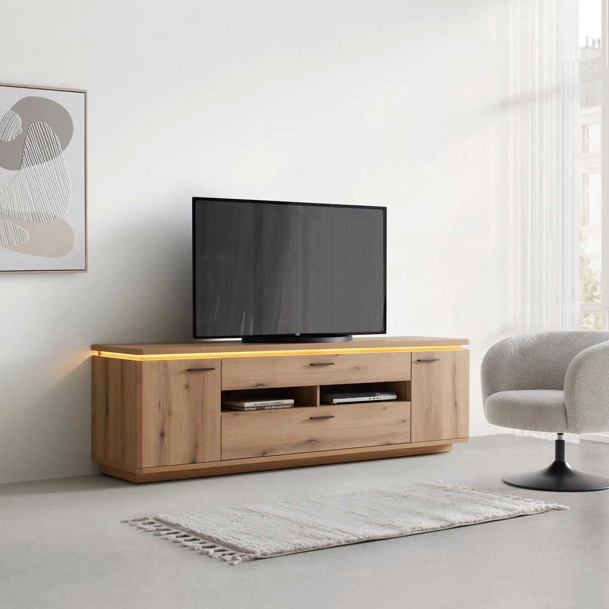 TV-Element Alameda Eichefarben - Eichefarben/Anthrazit, Modern, Holzwerkstoff/Metall (210/65/50cm) - Mömax