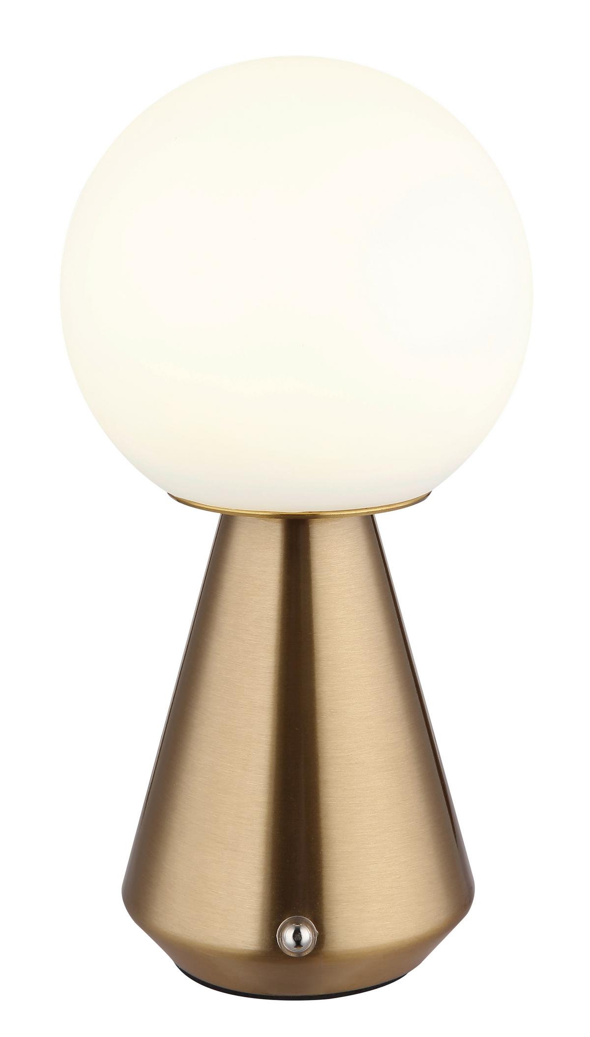 AKKU-TISCHLEUCHTE 21029C SORA - Weiss/Kupferfarben, Konventionell, Kunststoff/Metall (12/23,5cm) - Globo