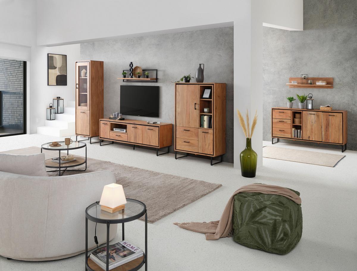 Stenska Polica Shiva Akacijev Les - barve akacije, Moderno, les (100/25/25cm) - Zandiara