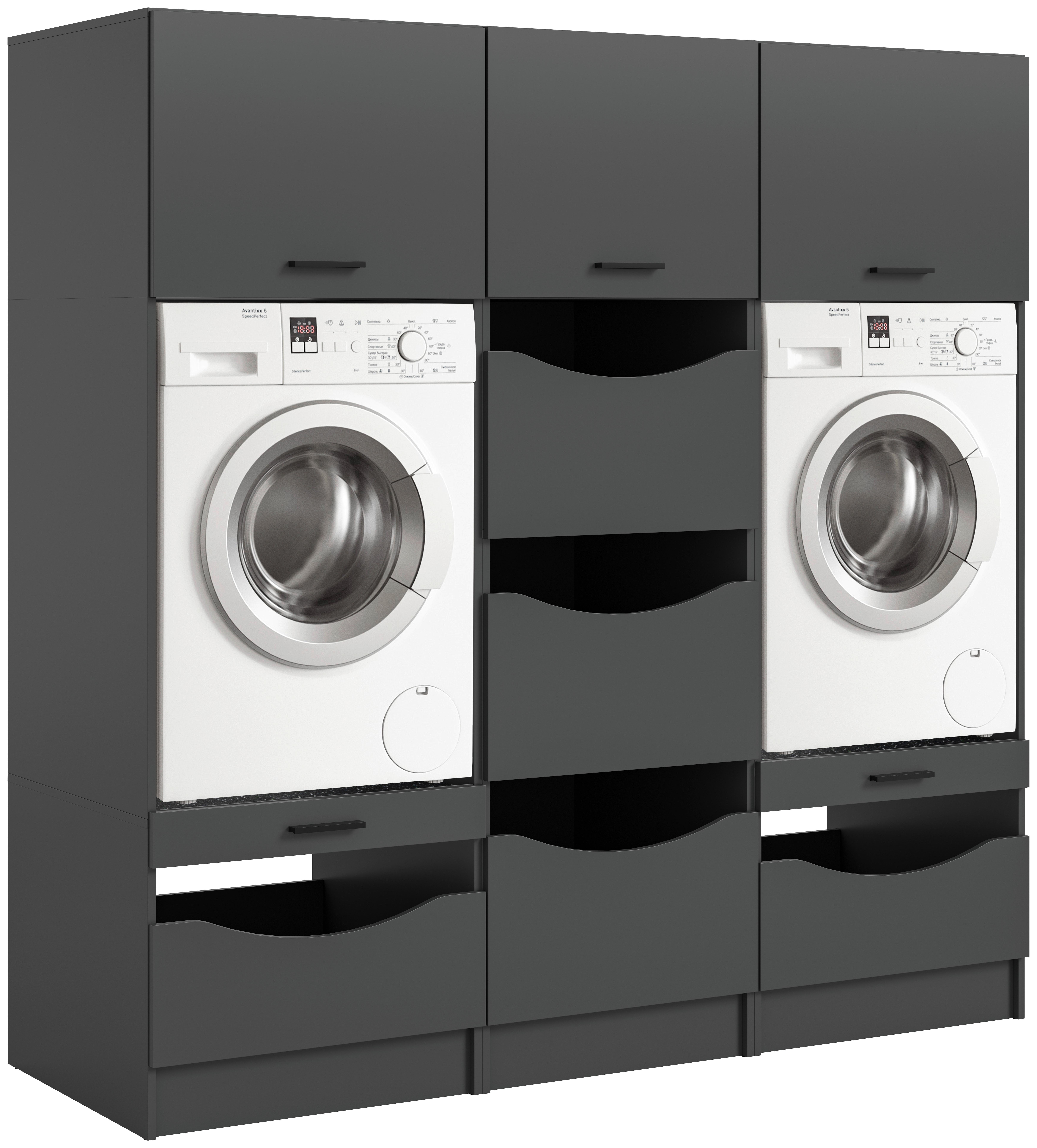 Omara Za Pralni In Sušilni Stroj Free, Antracit - antracit, Basics, leseni material (192/195/68cm) - MID.YOU