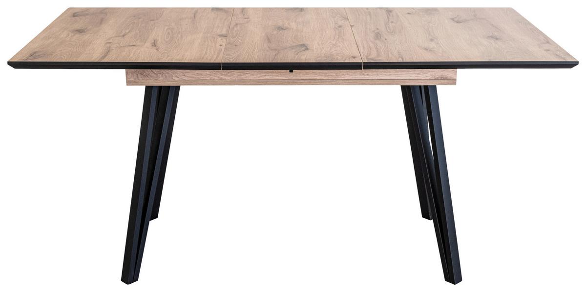 Ausziehtisch Daniel Giga S Eichefarben ca. 120-160cm - Eichefarben/Schwarz, Modern, Holzwerkstoff/Metall (120-160/80/75cm) - Mömax