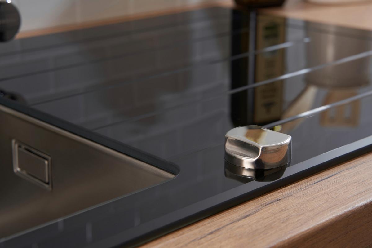 Spüle Schwarz Glas/Edelstahl B: ca. 86 cm - Schwarz, Trend, Glas/Metall (86/21/50cm) - Respekta