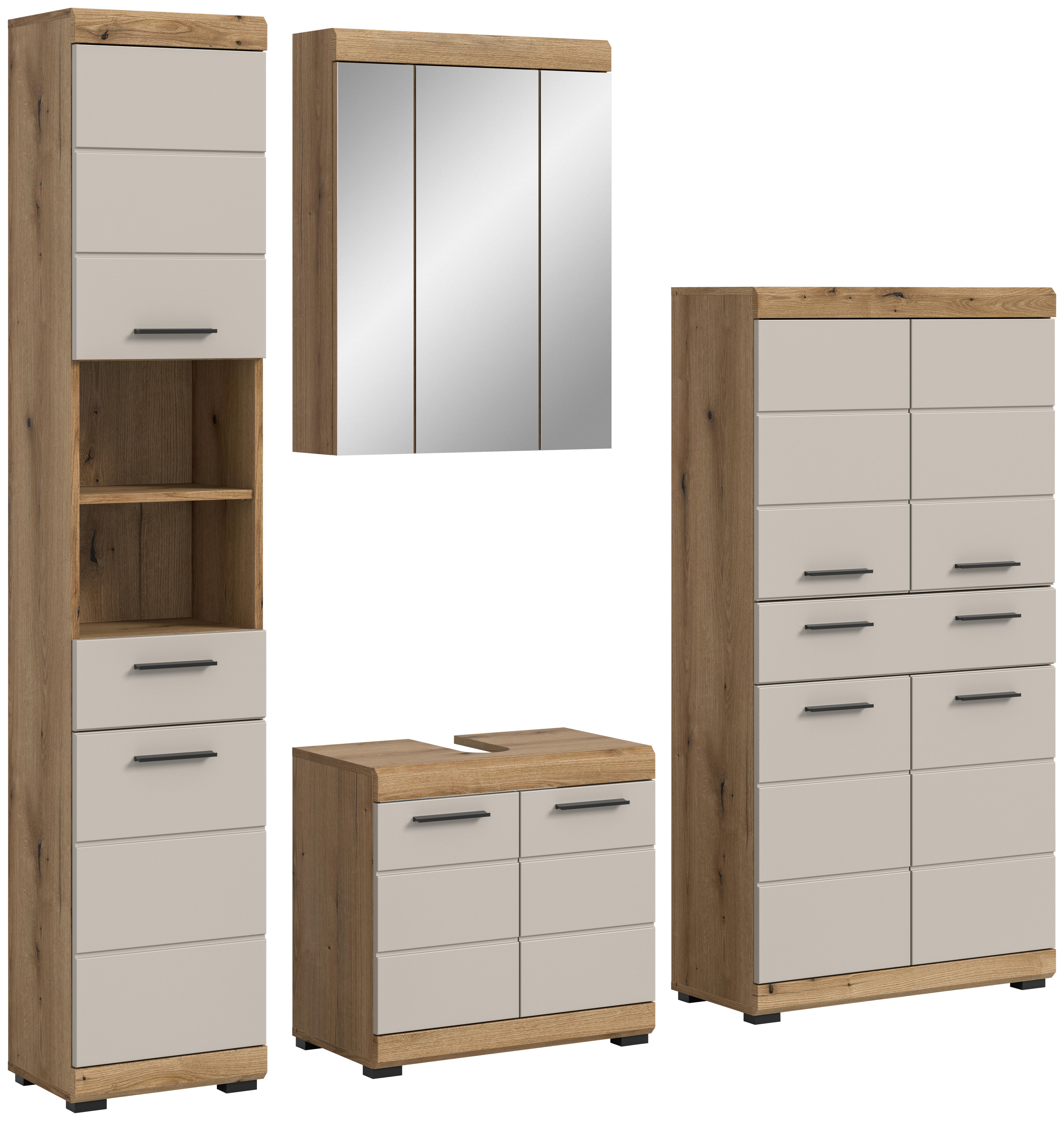 Badezimmer Scout 4-tlg. ca. 171 cm Kaschmir - Kaschmir/Schwarz, MODERN, Holzwerkstoff/Kunststoff (171cm) - MID.YOU