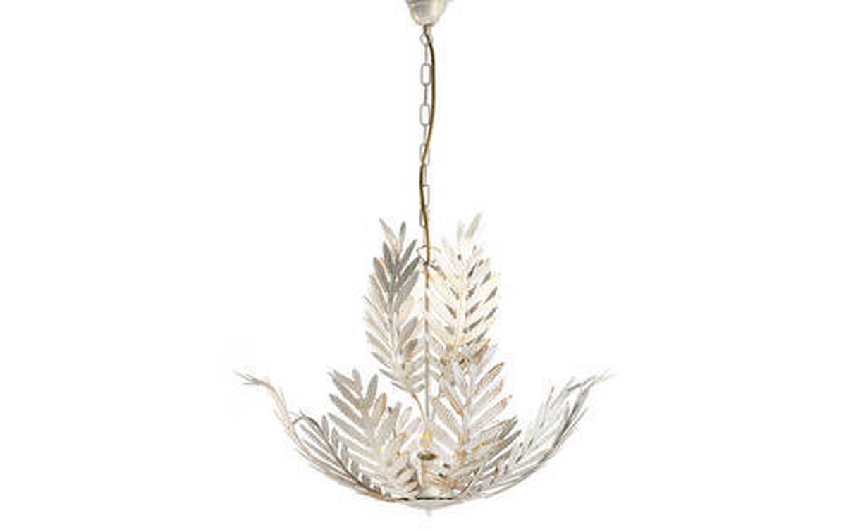 Hängeleuchte Felce Avorio Weiß max. 6 Watt - Weiß, Natur, Metall (55/105cm)