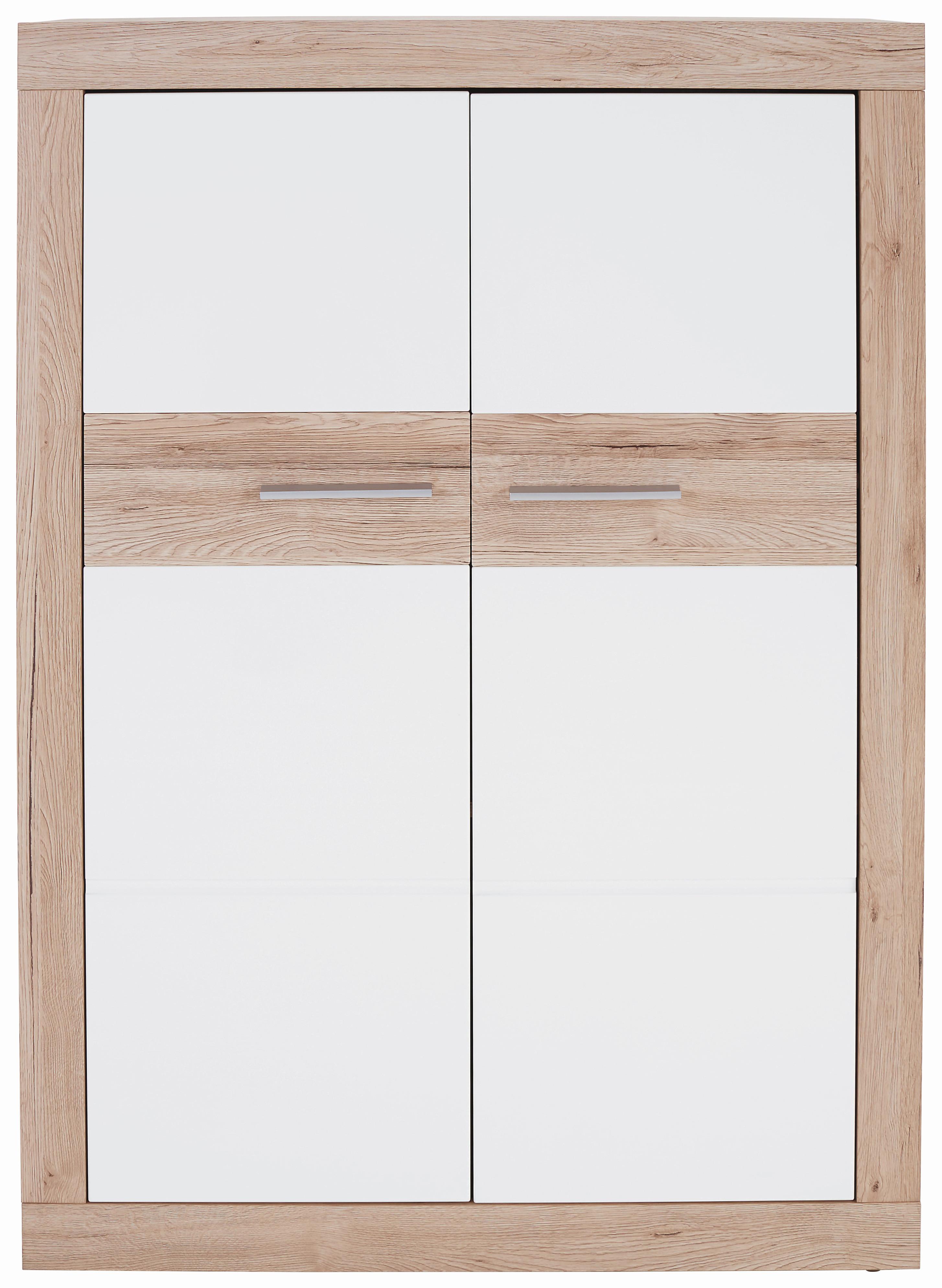 Comodă înaltă Malta - alb/culoare lemn stejar, Modern, lemn (96/132/35cm) - Modern Living