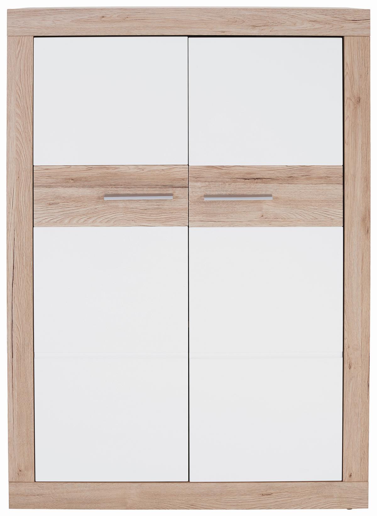 Komoda Malta - bijela/boje hrasta, Moderno, drvo/plastika (96/132/35cm) - Modern Living
