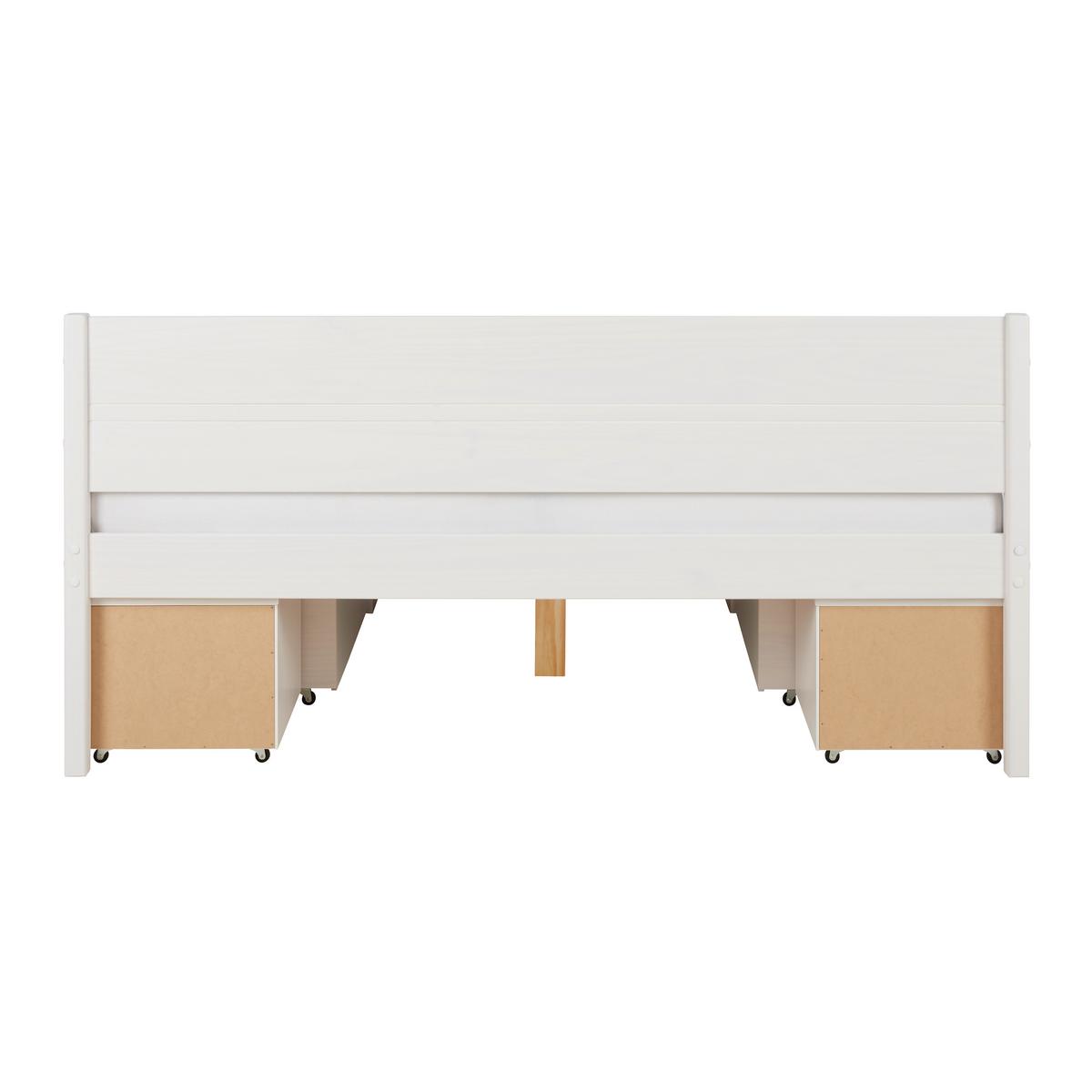 Stauraumbett in Weiß ca. 160x200cm - Weiss/Naturfarben, Konventionell, Holz (160/200cm) - Zandiara