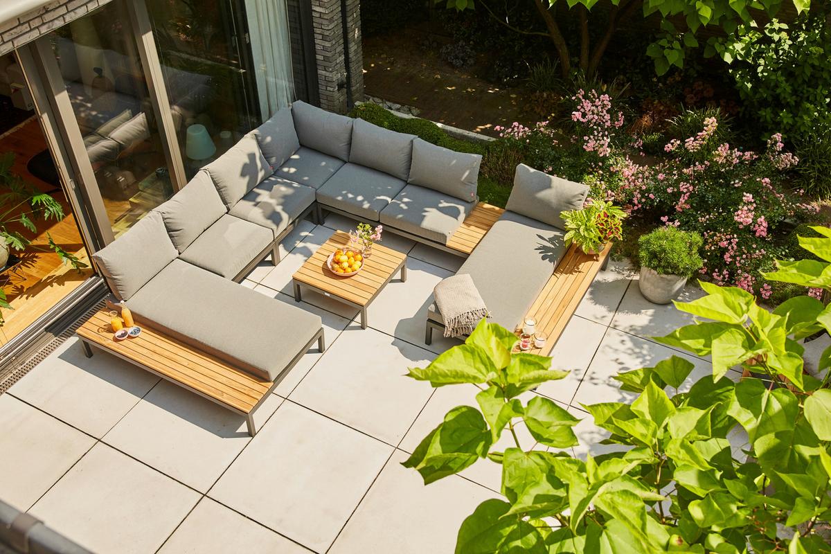 LOUNGESOFA H16600 - Anthrazit/Grau, MODERN, Holz/Textil (172/70/84cm) - Siena Garden