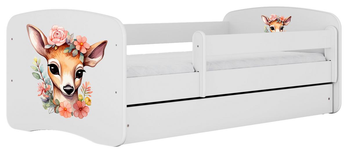 Otroška Postelja Babydreams, Bela, 80x160cm - bela/barve breze, Moderno, tekstil/leseni material (80/160cm) - MID.YOU