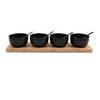 Set boluri pentru sos TAPAS - 4 - negru, Modern, ceramică/lemn (45/11.5/7.2cm) - Modern Living