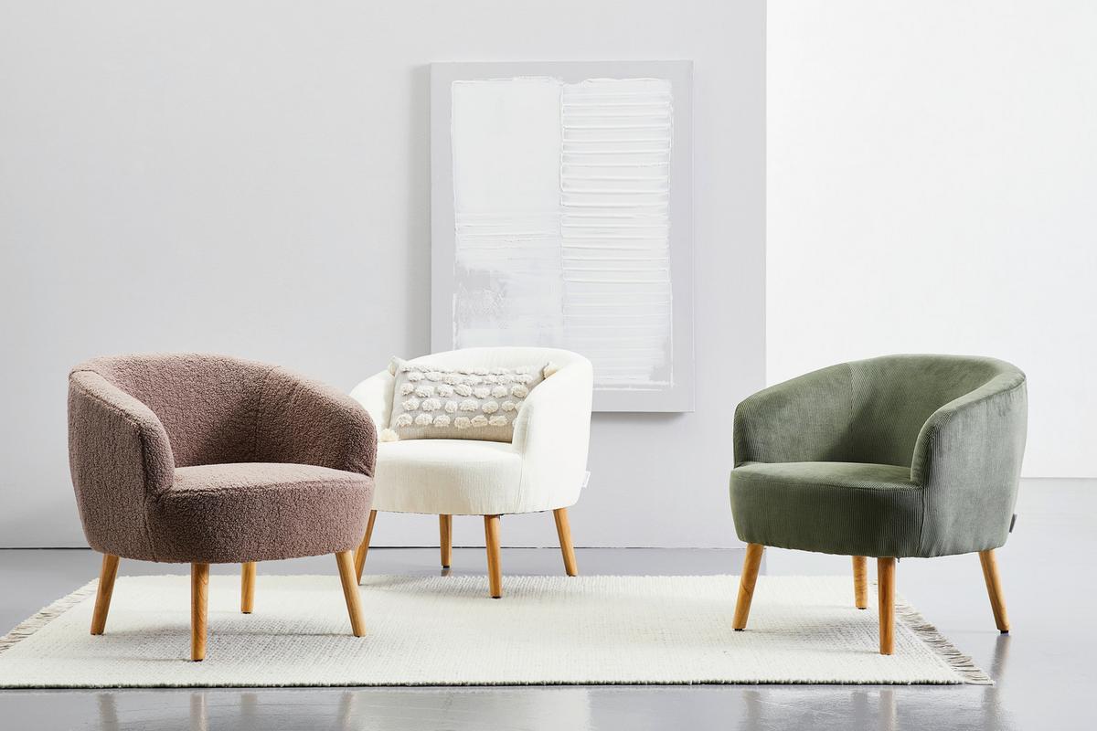 FOTEL KRANJ - écru/taupe, Design, drewno/tkanina (72/71/74cm) - MID.YOU