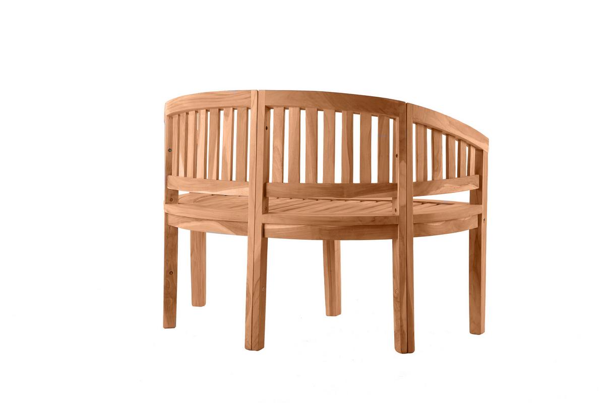 Gartenbank 2-Sitzer halbrund Naturfarben Teakholz - Naturfarben, Natur, Holz (120/85/53cm) - Gardenson